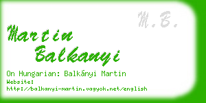 martin balkanyi business card